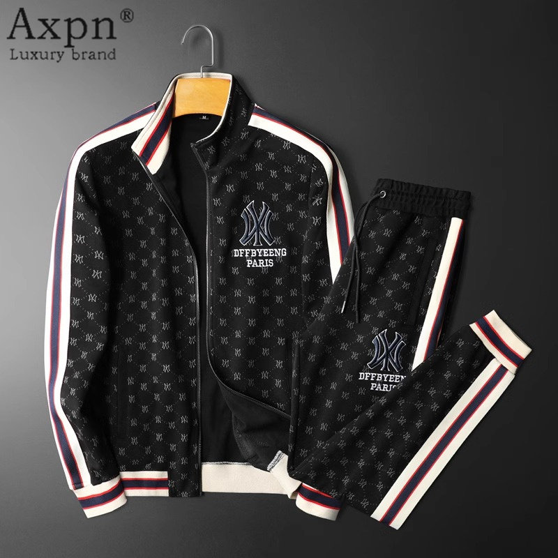 高端休闲套装男2025年秋季轻奢刺绣男士时尚时尚开衫运动潮两件套