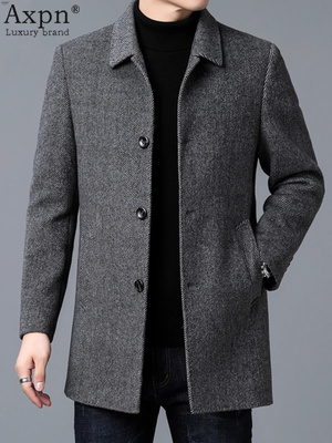 双面毛呢大衣男士2025秋冬季中长款爸爸休闲时尚舒适百搭保暖外套