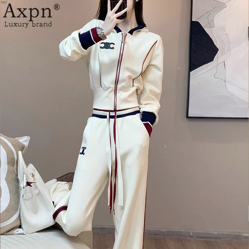 时尚运动套装女2025年秋冬新款减龄洋派潮连帽拉链卫衣休闲两件式