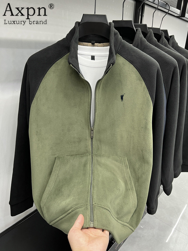 外套男士抓绒摇粒绒2025秋冬新款拉炼卫衣宽松运动休闲设计感上衣