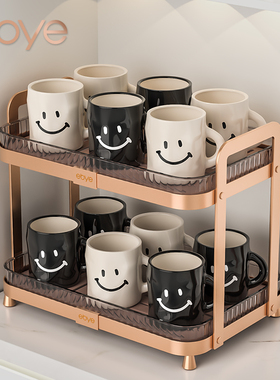 杯子收纳置物架高档桌面客厅杯架高级感轻奢沥水厨房水壶家用托盘