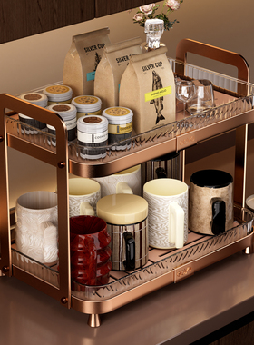 杯子收纳置物架高级感轻奢桌面餐边柜高颜值沥水厨房家用台面杯架