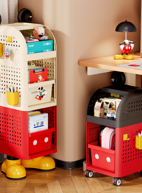 迪士尼书包置物架家用可移动小推车书本神器桌下放书包滑轮收纳架