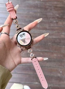 适用华为gt6手表带精致镶钻四叶花拼荔枝纹gt5/4/3/2pro女生表带