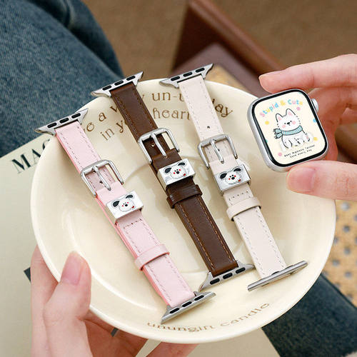 适用于apple watchs11表带卡通狗油蜡皮se复古高级创意苹果手表带