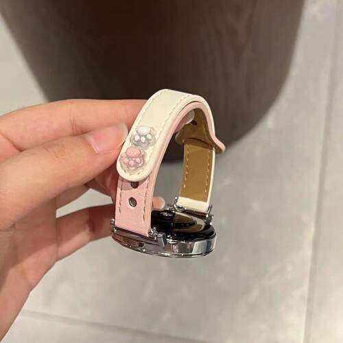 适用华为gt5gt4手表猫爪双钉扣撞色皮质腕带gt3fit4pro可爱表带