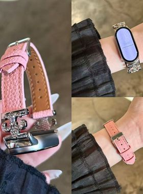 适用小米10表带小众精致鸢尾花拼皮8nfc9pro红米watch4/5/6女表带