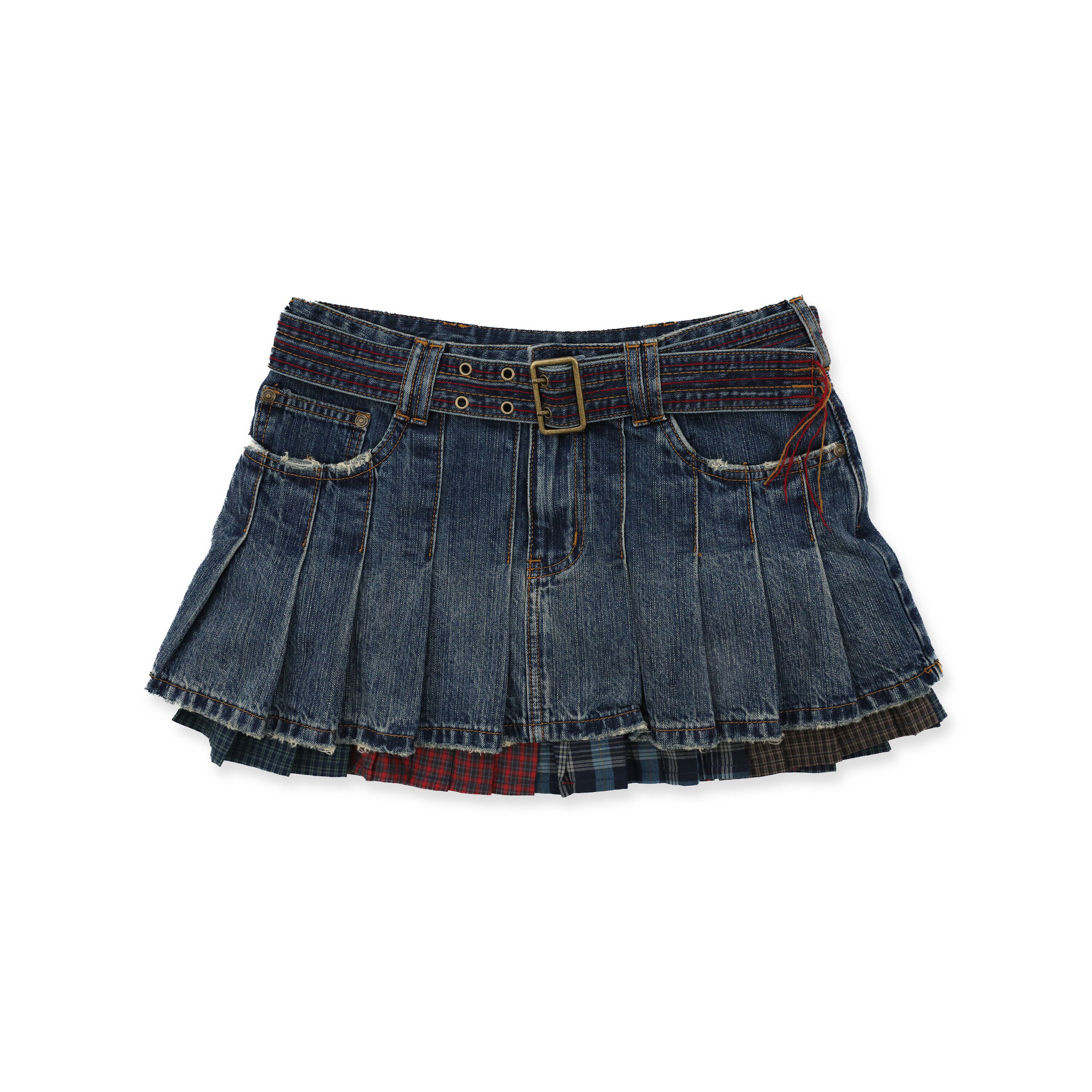 thumbnail for Moromoro* SS26 Show Vintage Denim Wash Contrast Fringe Jacket and Skirt Collection
