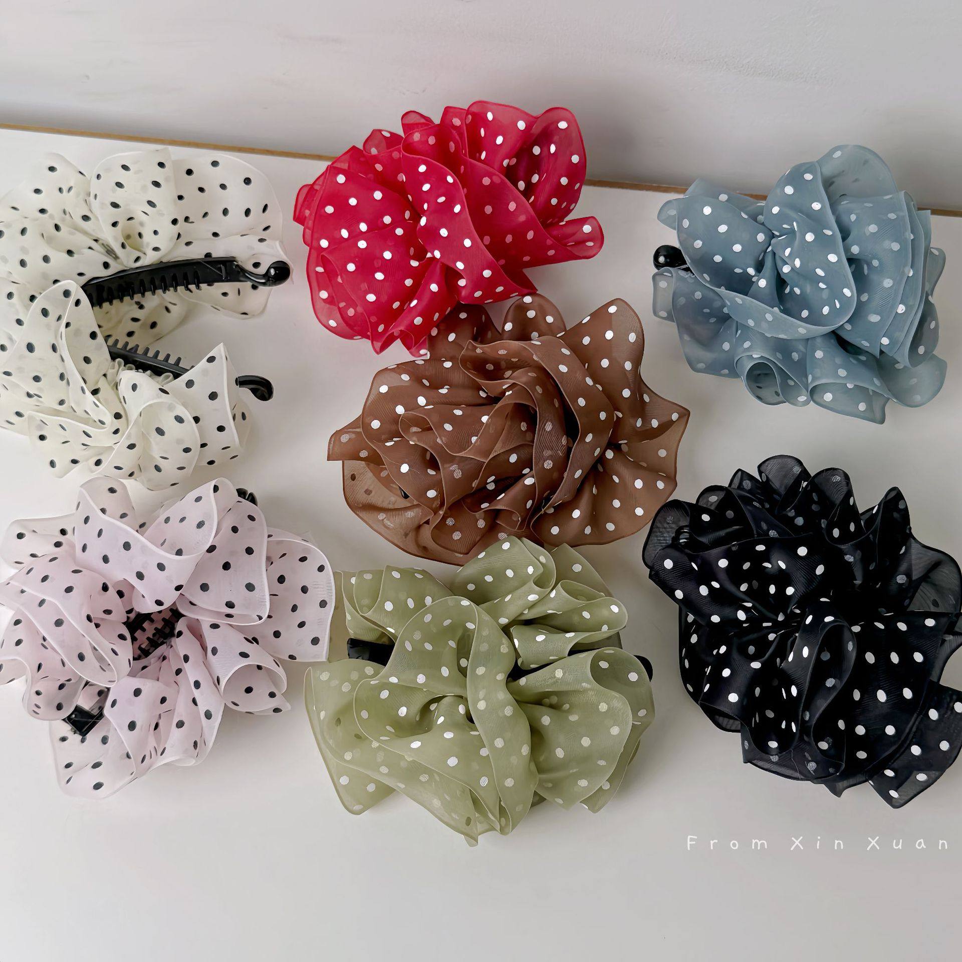 法式优雅网纱波点布艺发夹2026新款网红香蕉夹温柔百搭马尾夹发饰,饰品/流行首饰/时尚饰品新,发饰,淘宝优惠券,粉丝福利购,淘宝优惠卷