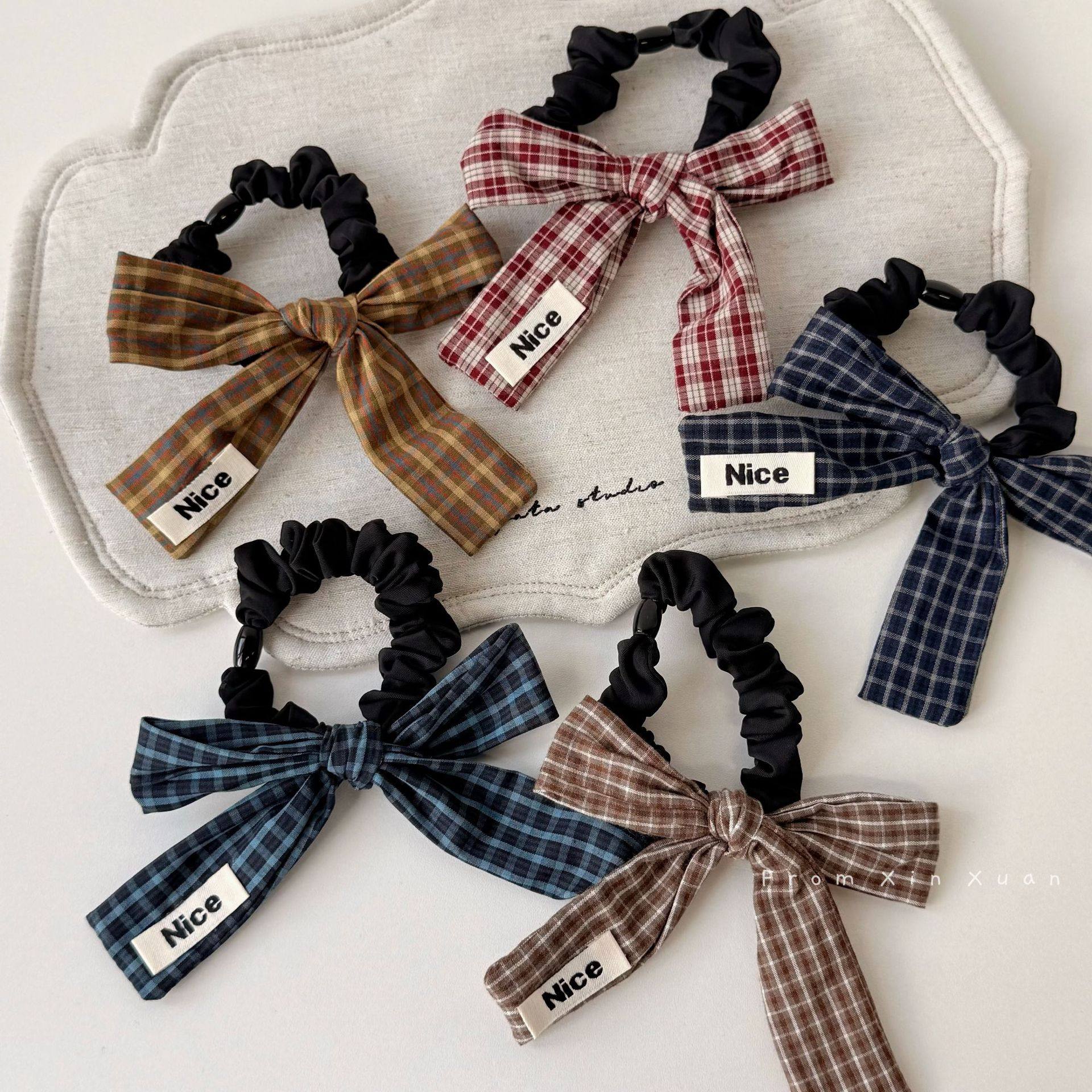 小清新格子蝴蝶结发圈女低马尾头绳扎头发绳皮筋百搭丸子头饰头花,饰品/流行首饰/时尚饰品新,发饰,淘宝优惠券,粉丝福利购,淘宝优惠卷