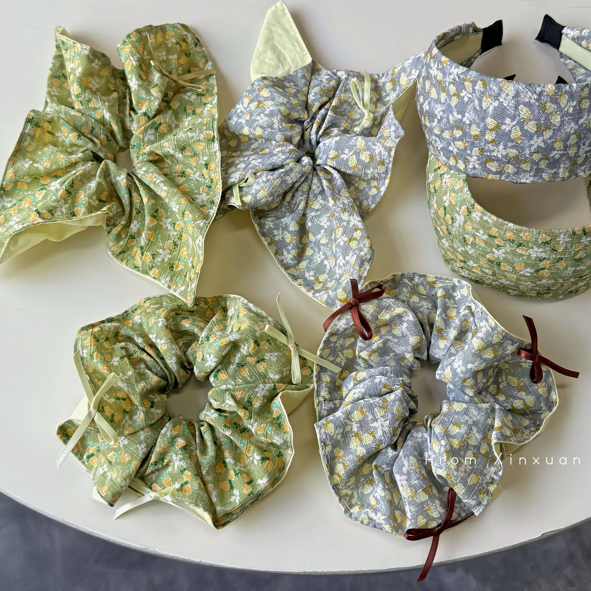 韩国复古绿色系碎花发圈布艺褶皱蝴蝶结头花小清新扎头发马尾发绳,饰品/流行首饰/时尚饰品新,发饰,淘宝优惠券,粉丝福利购,淘宝优惠卷