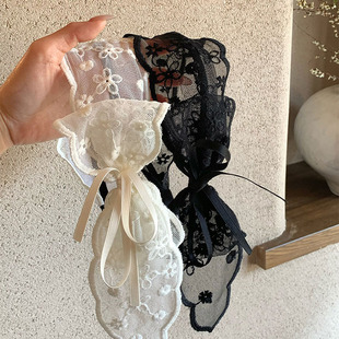 法式网纱蝴蝶结蕾丝宽边发带发箍女田园风夏季飘带头饰高级感发饰