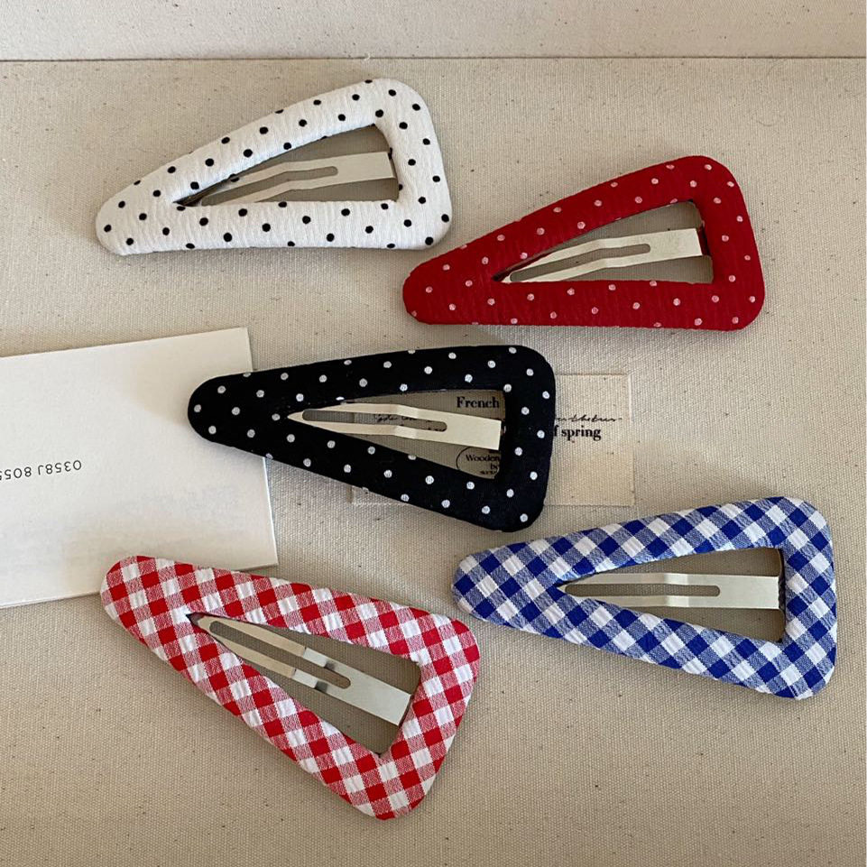 韩国欧尼同款时尚百搭简约格纹波点三角BB夹复古甜美刘海侧边夹,饰品/流行首饰/时尚饰品新,发饰,淘宝优惠券,粉丝福利购,淘宝优惠卷