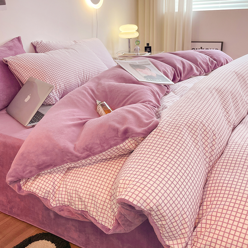 A版可水洗棉B面牛奶绒三四件套