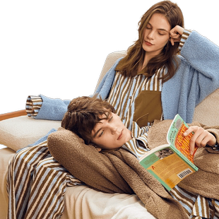 sofu泰迪绒开襟睡衣女秋冬2025新款加绒加厚情侣可外穿家居服上衣