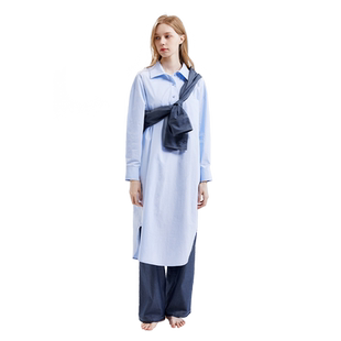 sofu衬衫领睡裙女长款A类纯棉睡衣家居服连衣裙可外穿【敏感肌】