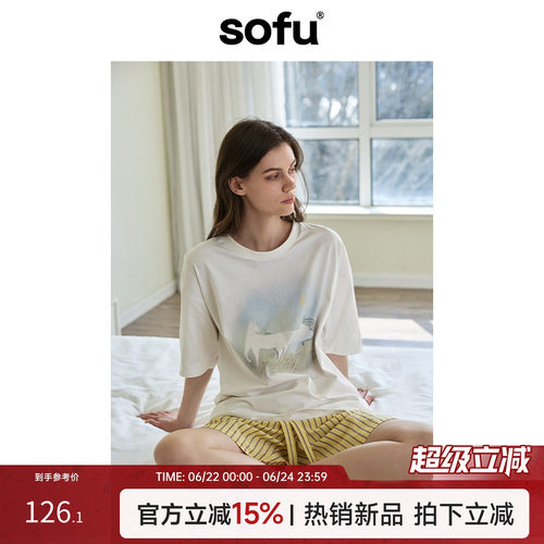 sofu圆领针织纯棉短袖T恤女