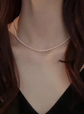 3mm细小米珠珍珠项链女款