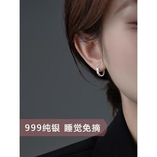 999纯银养耳洞耳钉女素圈耳环睡觉免摘耳扣小耳圈耳骨耳饰品春夏