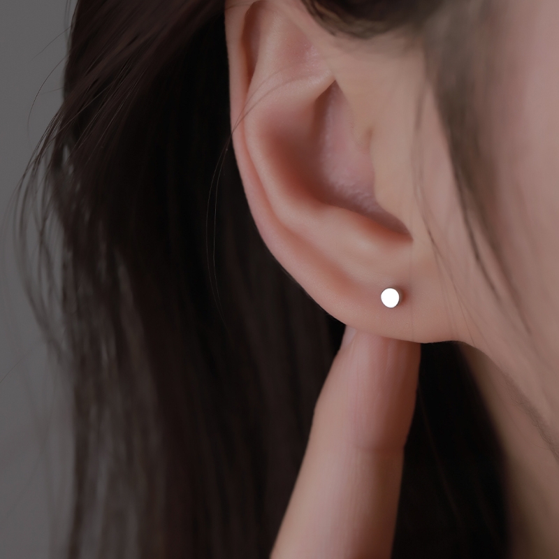 S999足银小耳钉女银饰耳环睡觉