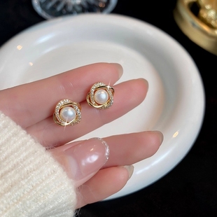 耳钉纯银999天然淡水珍珠耳环女高级感气质网红耳饰2026新款正品