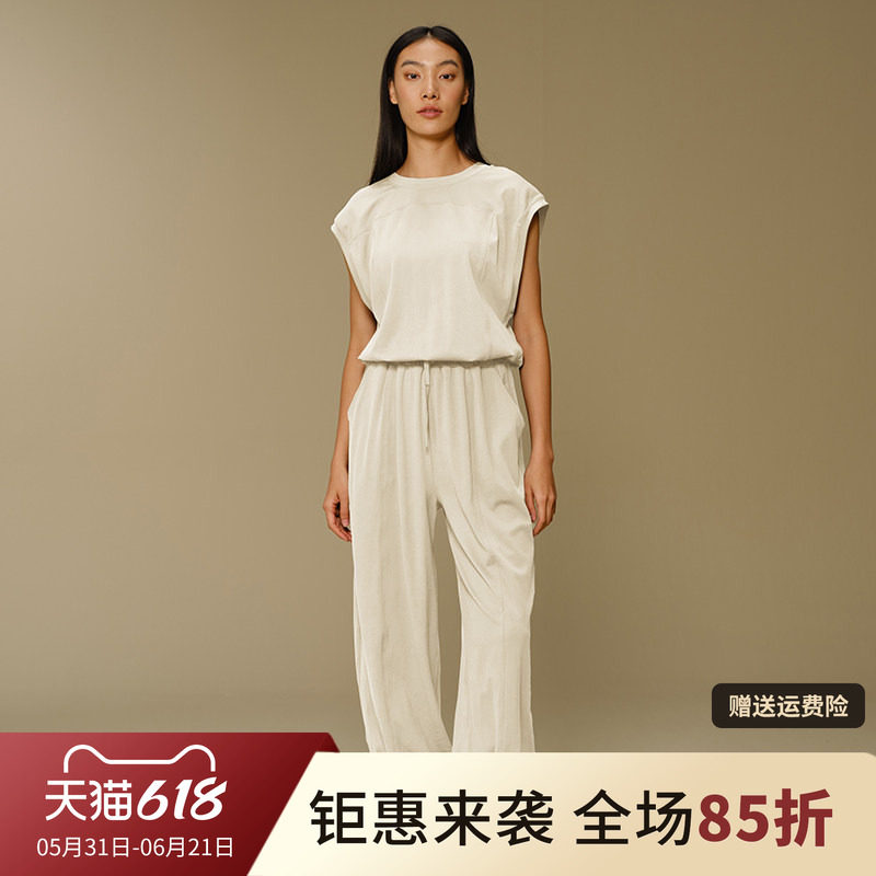 魅外短袖裸感空中瑜伽连体服女外穿健身长裤运动一体弹力紧身