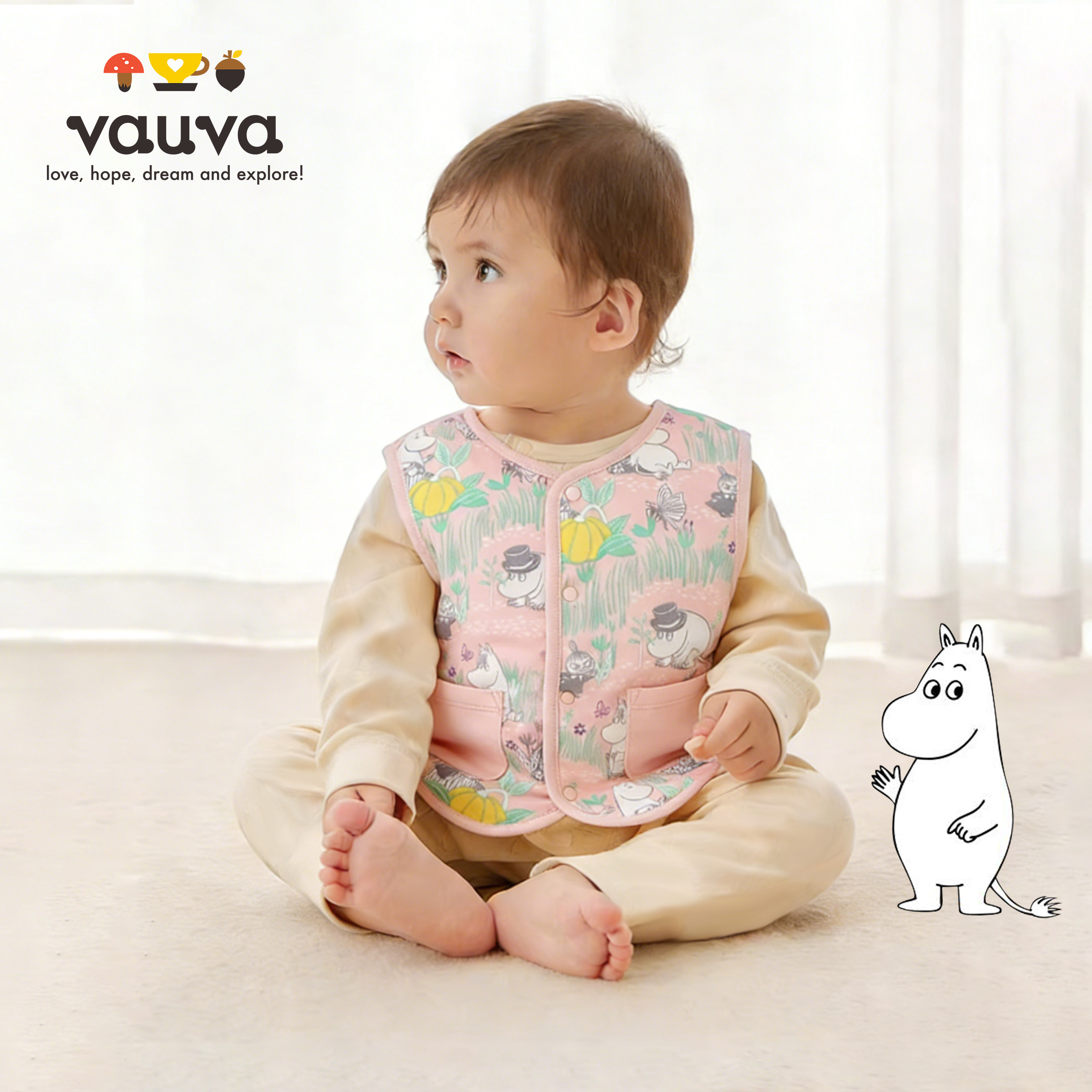 [Vauva]姆明联名婴儿马甲春款背心开春女宝宝A类棉轻薄新款衣服
