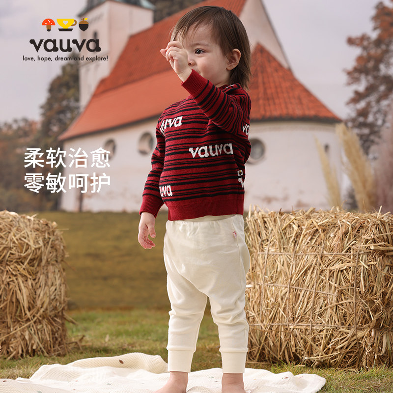 vauva长裤纯棉高腰裤吸湿发热棉