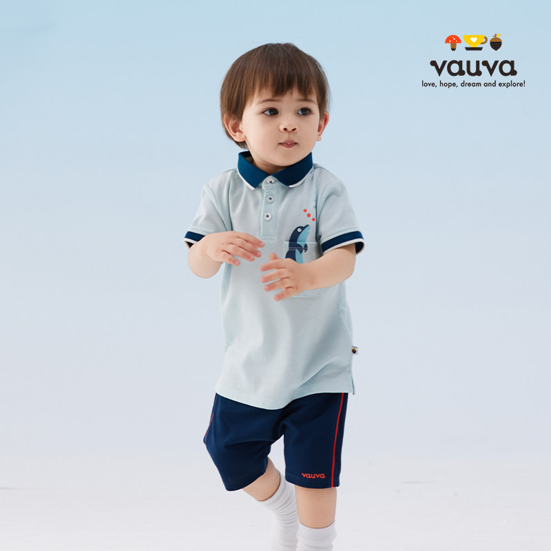 [Vauva]婴儿运动短袖新款棉休闲宽松T恤男款polo衫痞帅潮流图片
