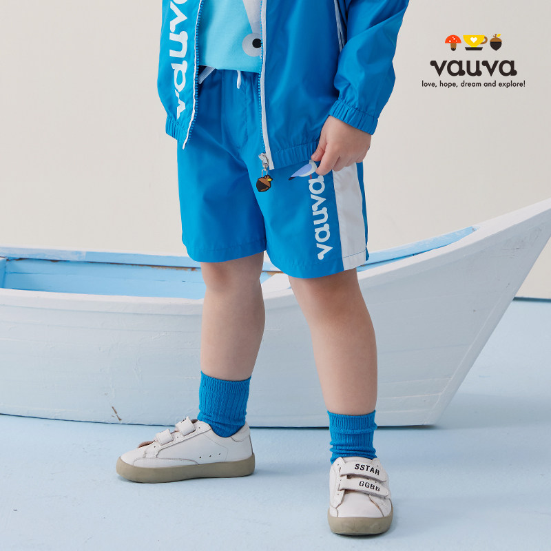 [Vauva]男童休闲运动短裤夏季新款儿童裤卡通蓝色速干工装