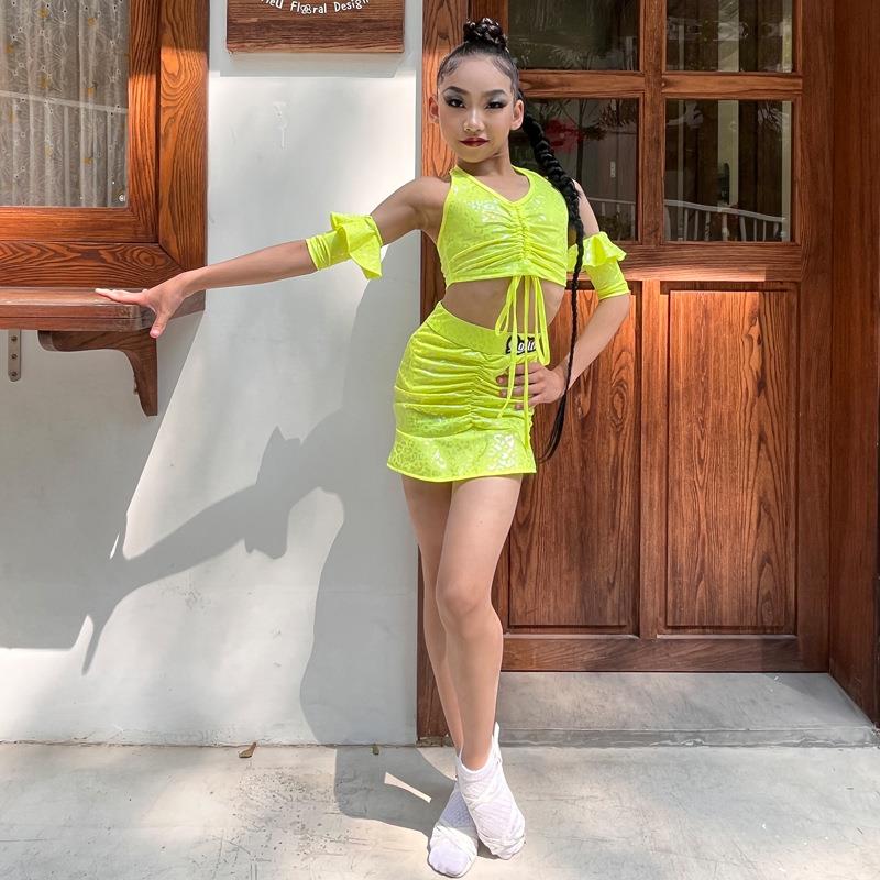 洛利塔女童练习服舞蹈专业表演服少儿高档训练舞蹈拉丁服拉丁舞服