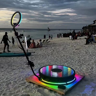 工厂直销360度照相亭玻璃款360 photo booth环绕拍摄台海外仓发货