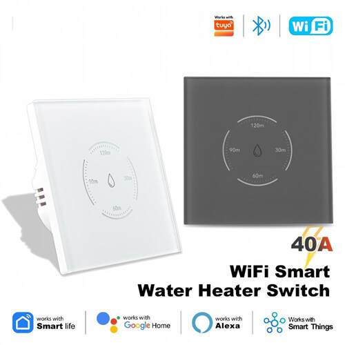 欧规WiFi智能热水器开关 40A磁保持双切定时触摸开关