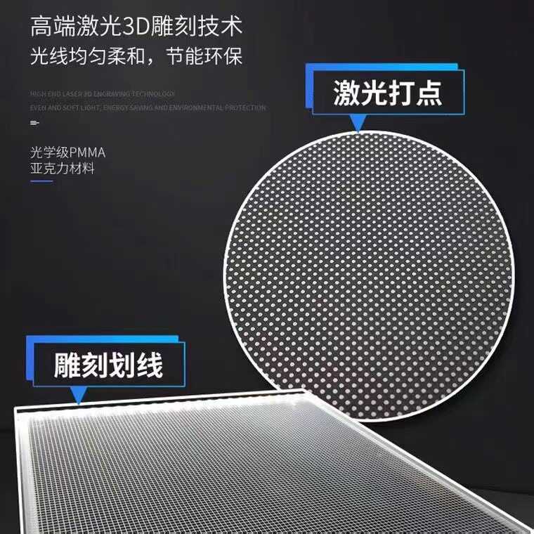 led导光板侧光源 亚克力 激光打点雕刻反光膜导光板扩散板三件套