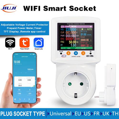 WIFI涂鸦APP远程控制过欠压过流保护计量可调空调电冰箱保护插座