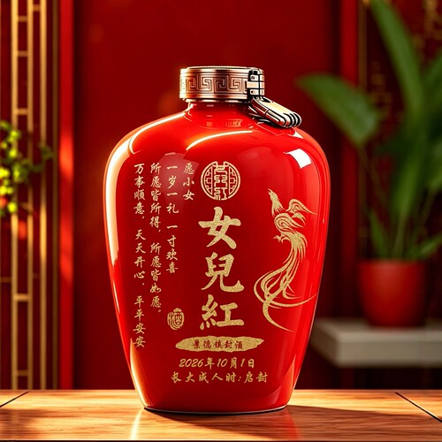 周岁封酒状元红女儿红结婚满月百日封酒坛家用陶瓷酒坛酒瓶定制