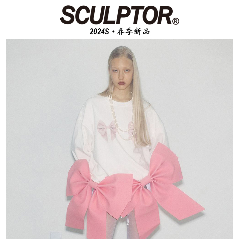 sculptor双蝴蝶结宽松帽衫