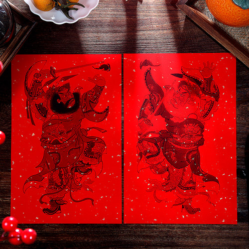 文武门神财神木板年画秦琼尉迟恭