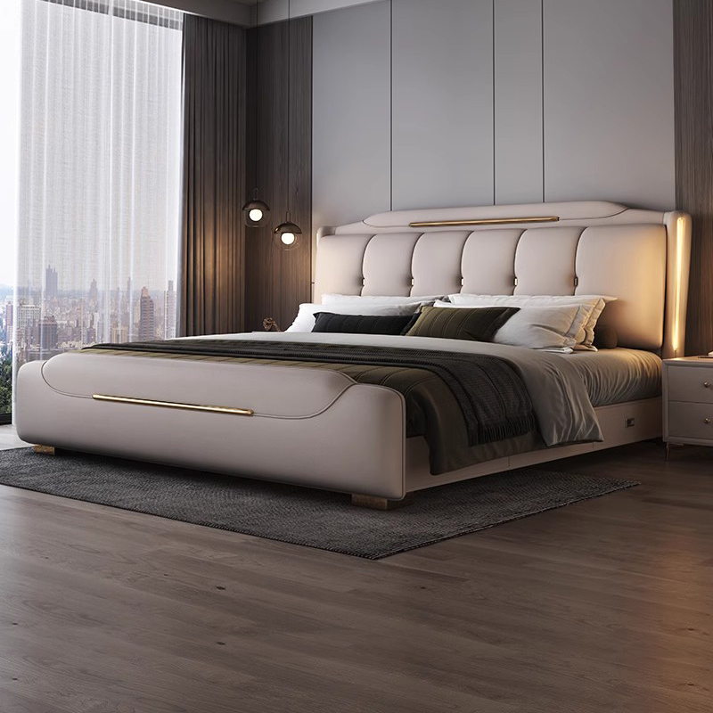 带智能感应灯皮艺床出租房用皮床