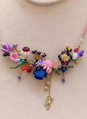 法国珐琅莫奈花园系列重工繁花雏菊项链