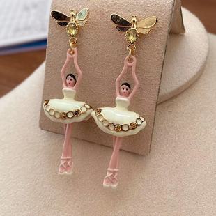 法国珐琅小众设计巴黎歌剧院系列黄色耳钉项链