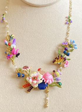 法国珐琅珐琅莫奈花园系列重工项链花朵轻奢