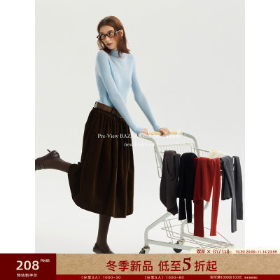 【100%绵羊毛】BAZAAR RED芭莎红百搭休闲无缝一体高领毛衣针织衫