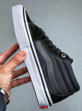 SK8-MID PRO中帮ANTIHERO黑色麂皮防水帆布拼接滑板鞋男鞋女鞋