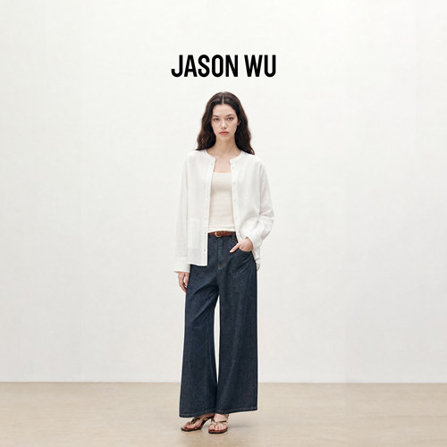 JASON WU-J系列100%汉麻老钱风长袖衬衫早秋