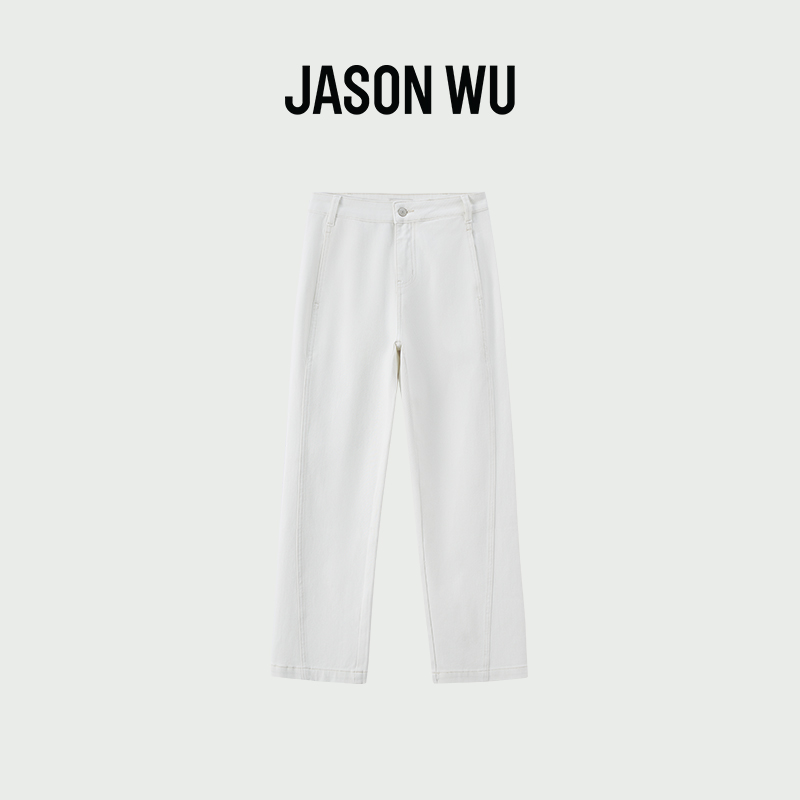 JASON WU25年新款修身休闲简约百搭时尚高级气质白色牛仔裤裤子女