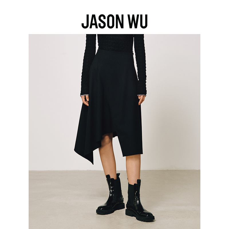 【春季新品】JASON WU 25年新款精纺羊毛不规则百搭裙子半身裙