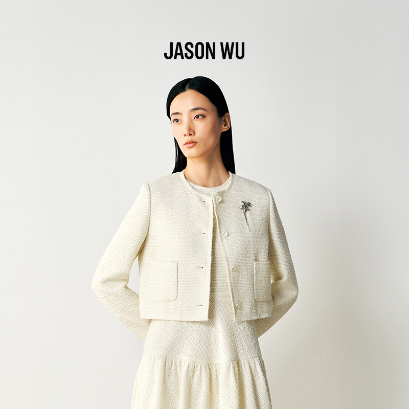 JASON WU2026年春季新款粗花呢小香风外套女士长袖时尚简约短外套,女装/女士精品,短外套,淘宝优惠券,粉丝福利购,淘宝优惠卷