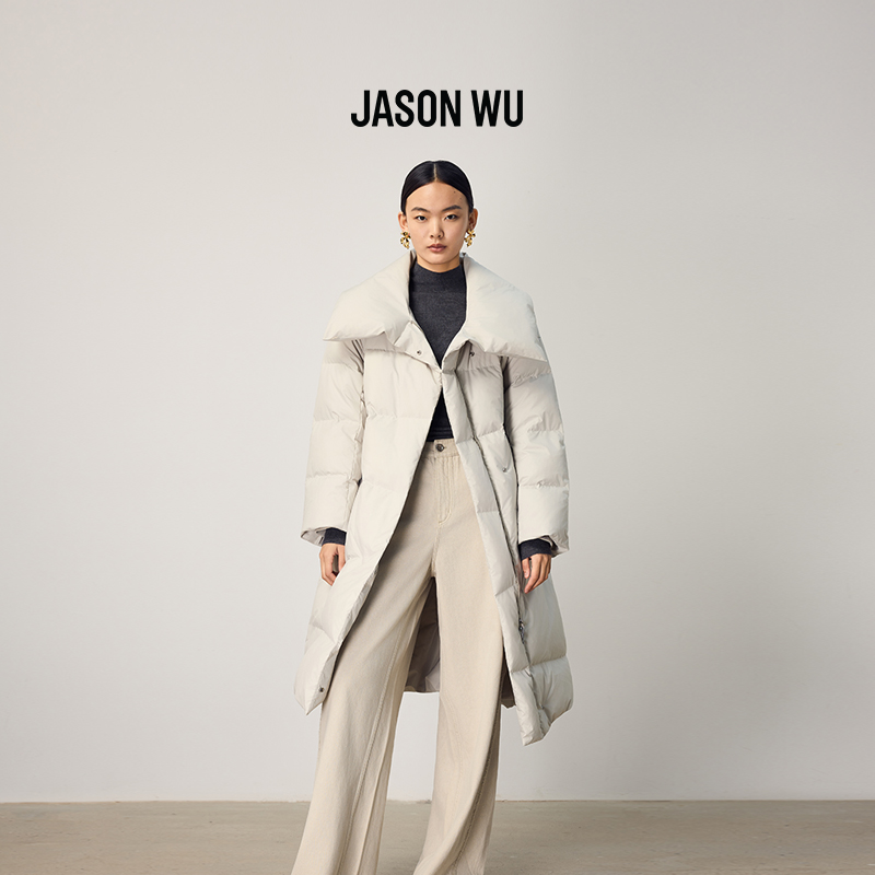 JASON WU2025秋冬新款时尚简约通勤设计感不规则绗线翻领羽绒服女