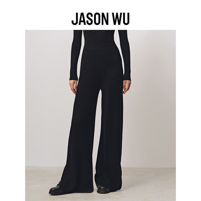 【大乐严选】JASON WU 【绵羊毛】秋冬新款侧开衩羊毛针织阔腿裤,女装/女士精品,休闲裤,淘宝优惠券,粉丝福利购,淘宝优惠卷